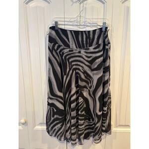 East 5th Black And Gray Midi Zebra‎ Print Skirt Size 10